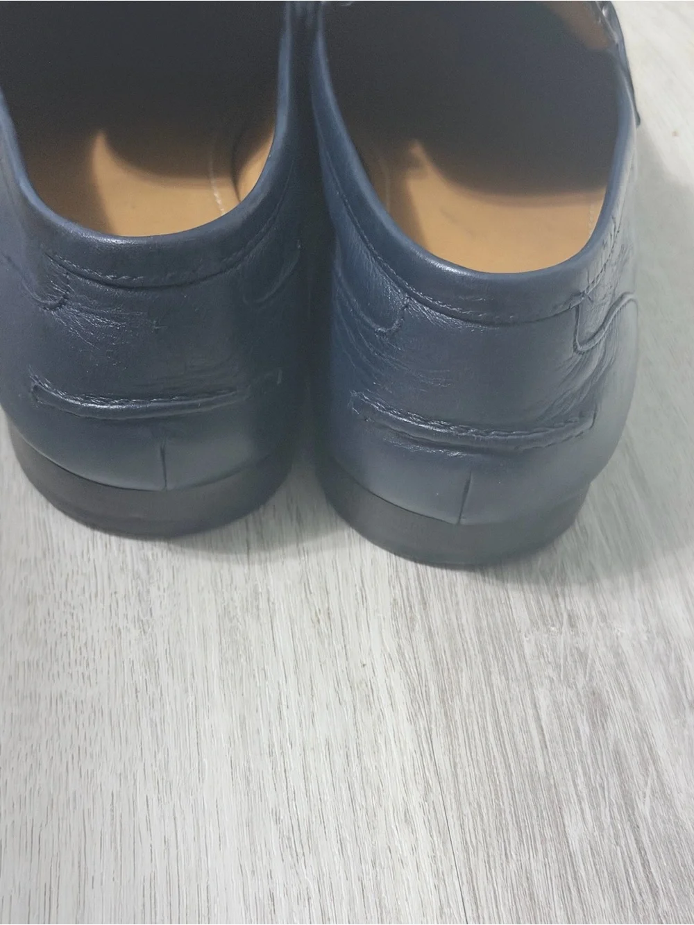 Gucci Jordaan Loafers Blue Leather Horse Bit Slip On 406994 Men 8 fits 10US Rare